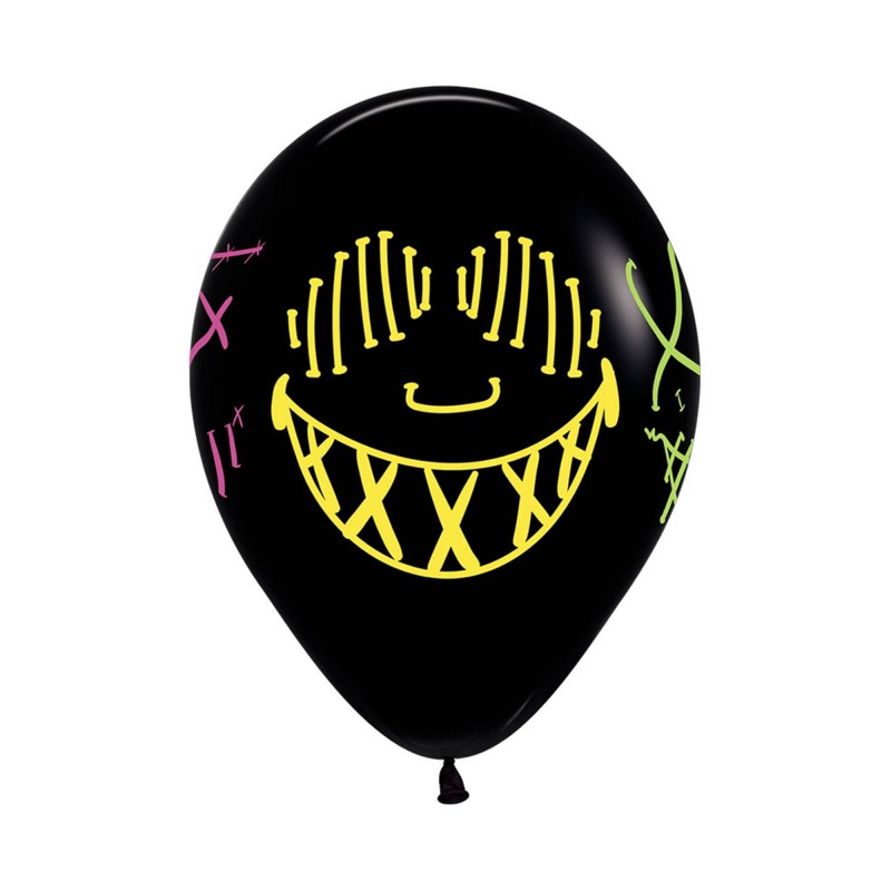 Fashion Black Neon Masks Latex Balloons 30cm 12 pk