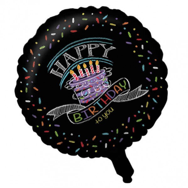 Chalkboard Foil Balloons 45cm Happy Birthday to You Round