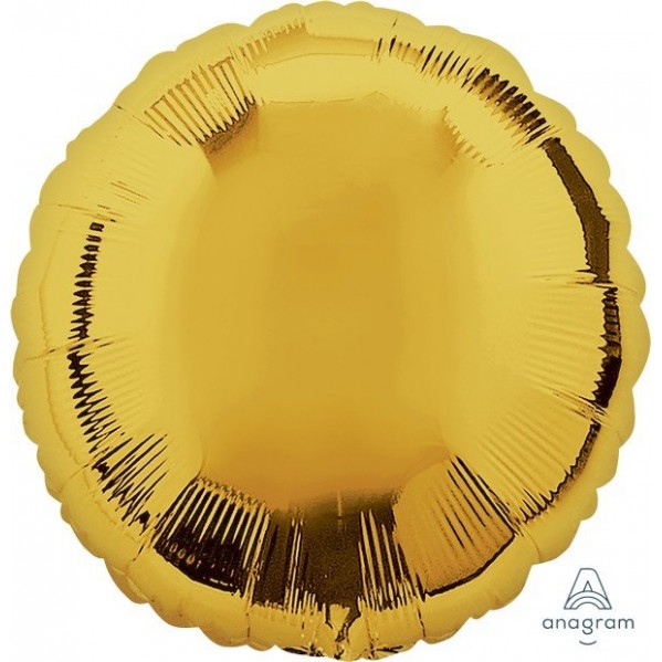 Round Metallic Gold Standard HX Foil Balloon 45cm