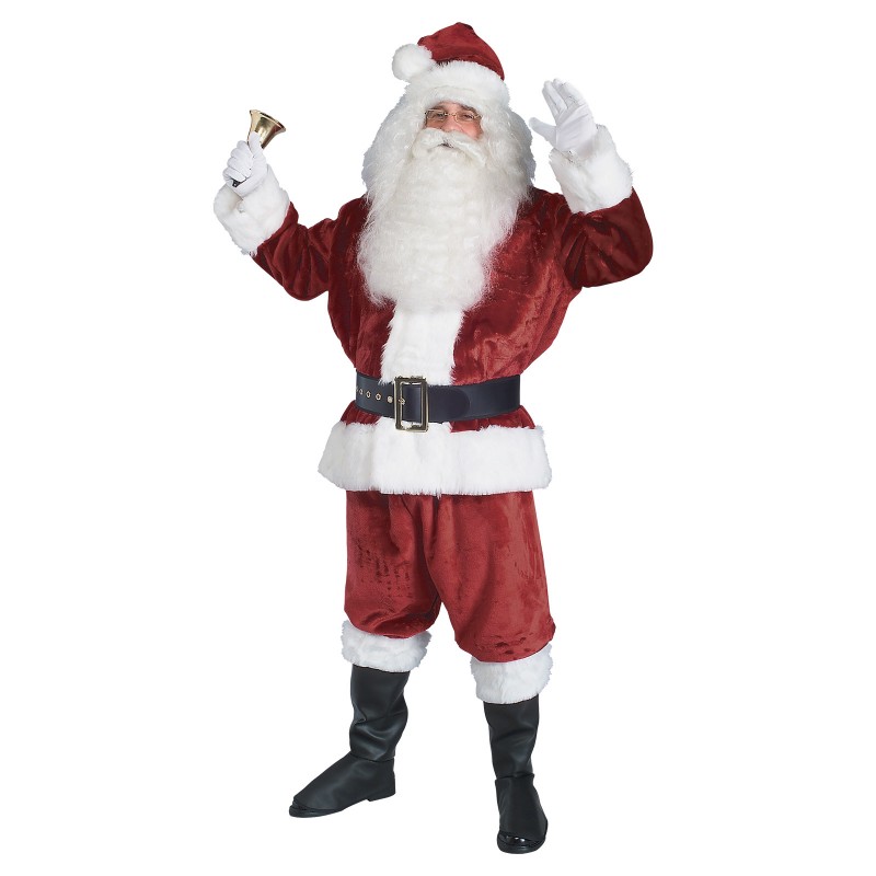 Santa Christmas Claus Crimson Plush Adult Costume