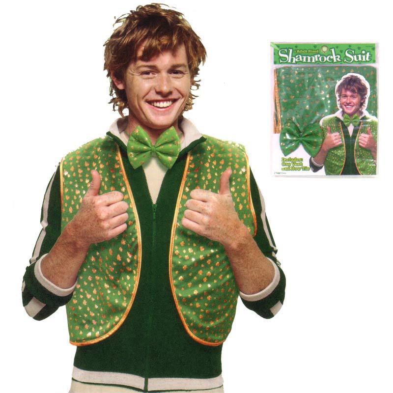 St Patrick's Day Men Costumes Adult Size Green Shamrock Suit