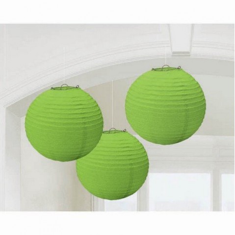 Kiwi Green Round Lanterns 24cm 3 pk