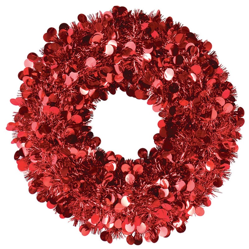 Red Christmas Tinsel Wreath Misc Decoration 43cm