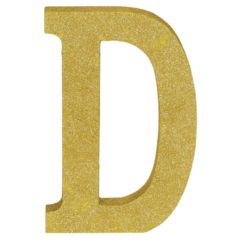 Letter D Party Decorations - MDF Sign Glittered Gold