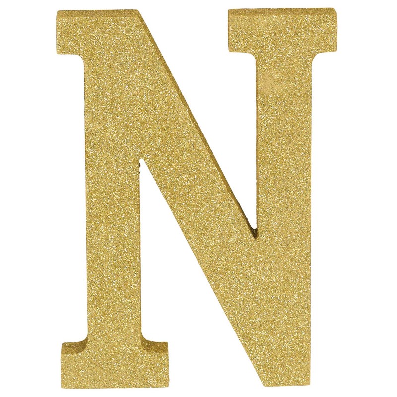 Letter N Party Decorations - MDF Sign Glittered Gold