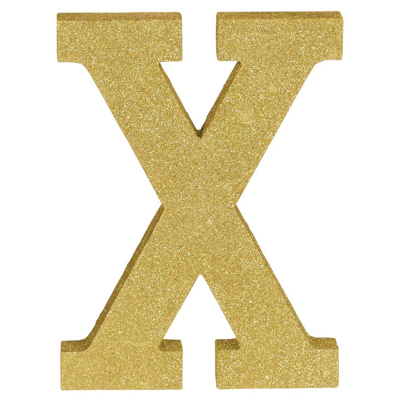 Letter X Party Decorations - MDF Sign Glittered Gold