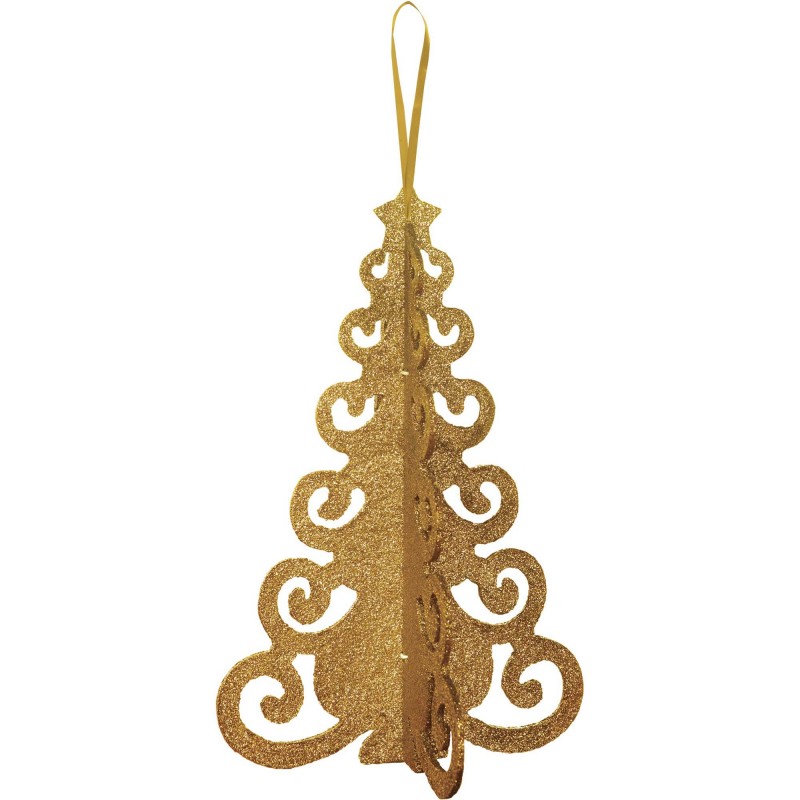 Christmas Party Decorations - 3D Christmas Tree Glittered Gold