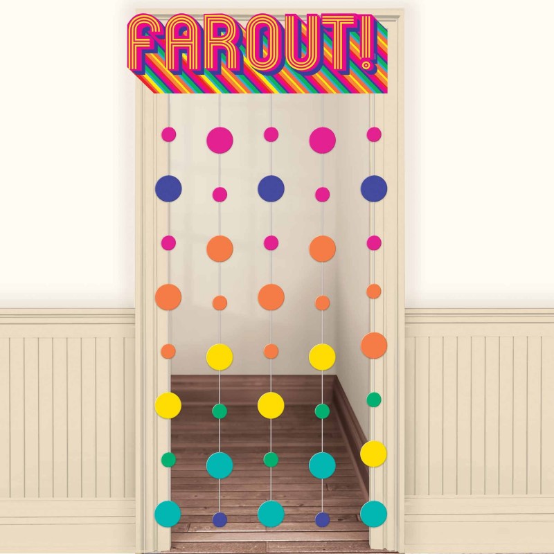 Disco & 70's Party Decorations - Door Decoration Good Vibes Curtain