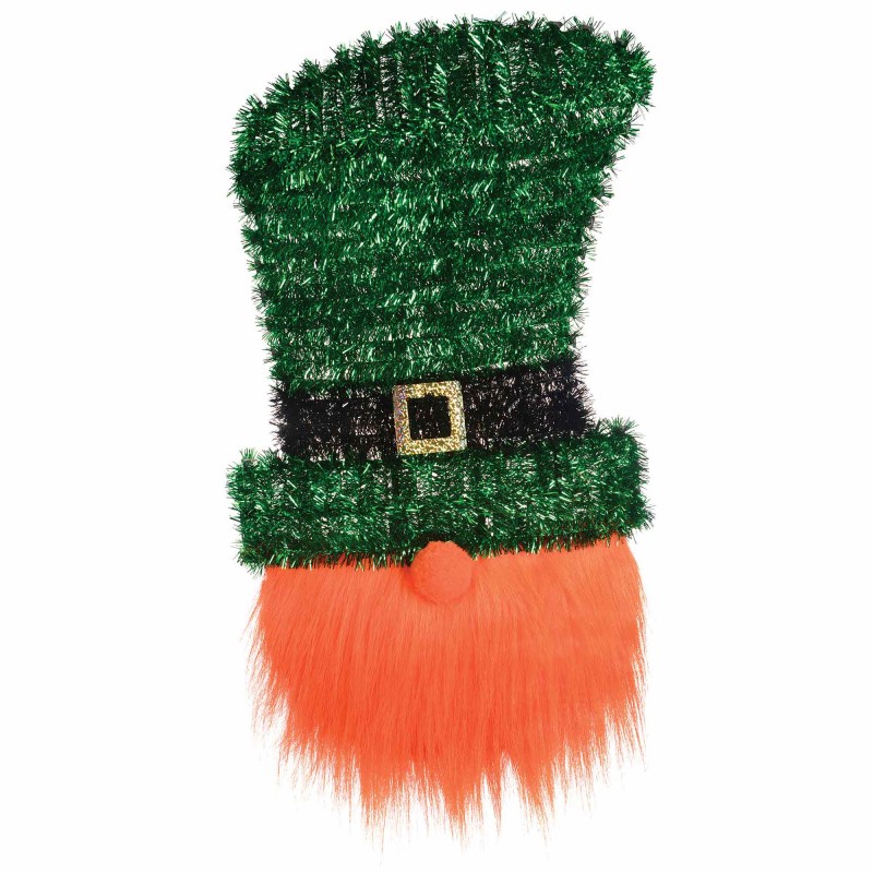 St Patrick's Day Leprechaun Head Deluxe Tinsel Hanging Decoration 60cm x 30cm - NFS Party