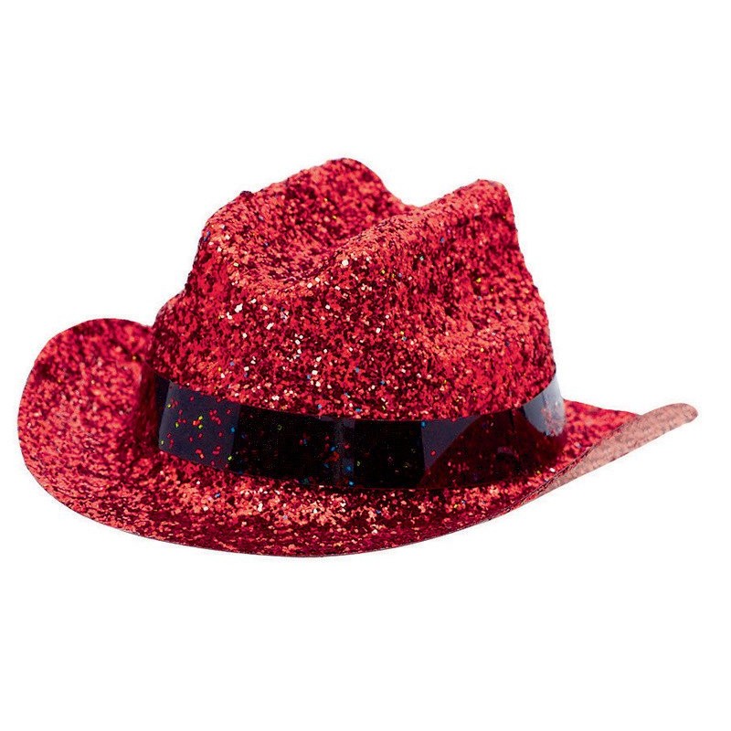 Cowboy Party Decorations Mini Glitter Red Cowboy Hat