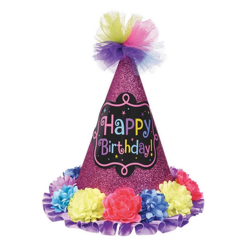 Happy Birthday Party Supplies - Birthday Chic Mini Glitter Paper Hat