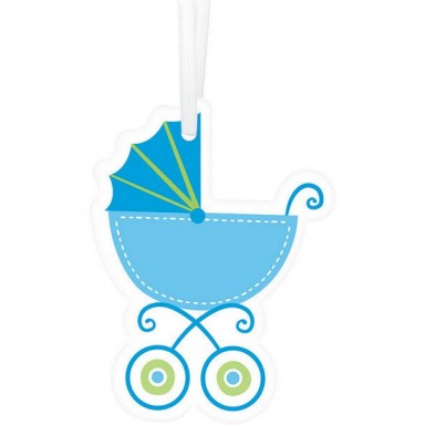 Baby Shower Party Supplies - Baby Buggy Paper Tags Blue