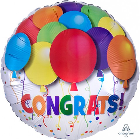Round Congratulations Standard HX Bold Balloons Congrats! Foil Balloon 45cm