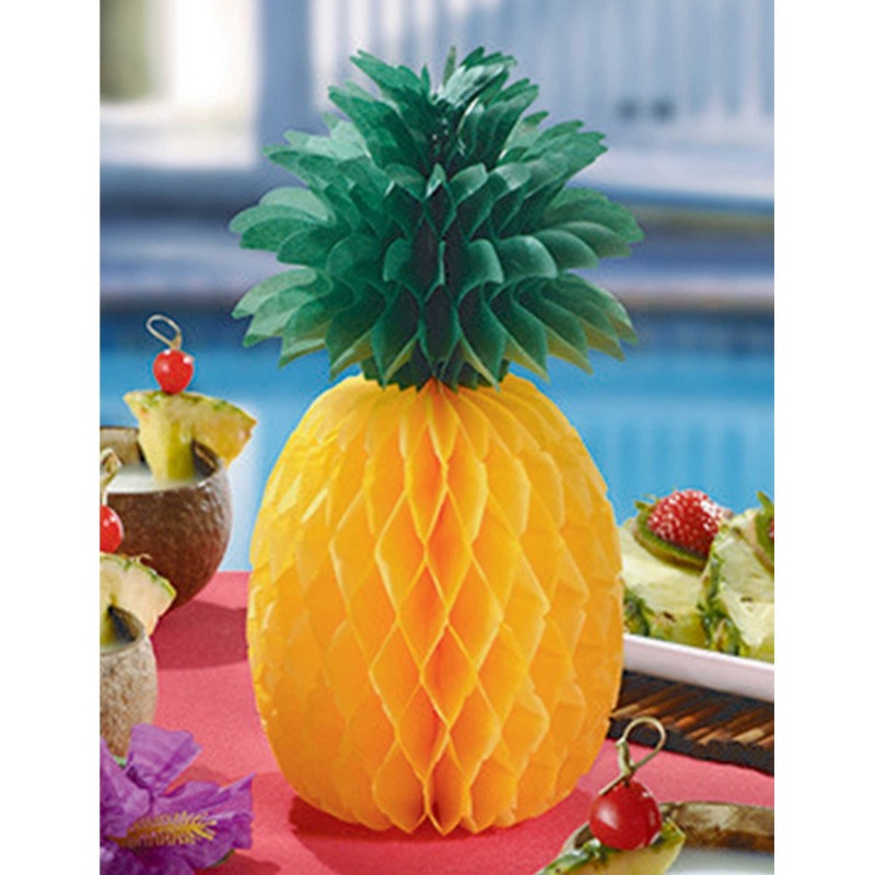 Hawaiian Luau Pineapple Honeycomb Centrepiece 30cm