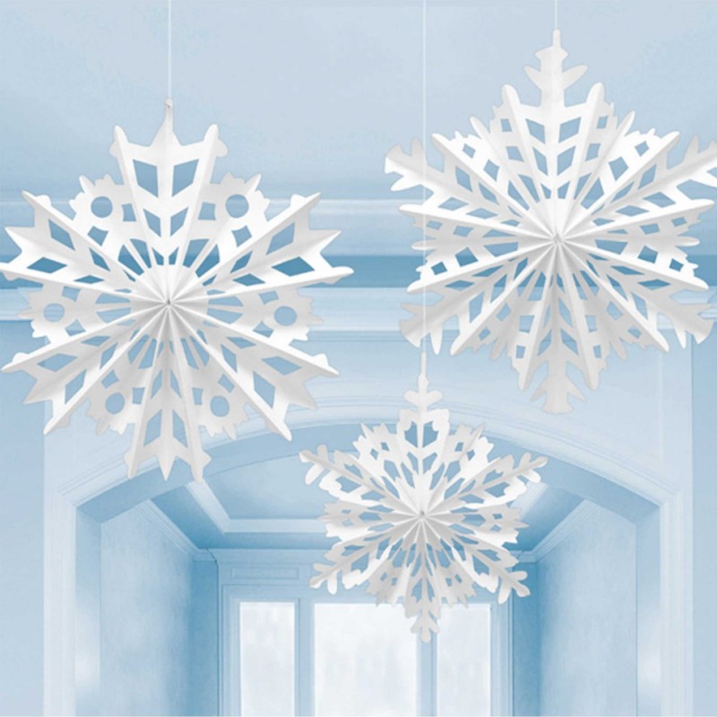 Christmas Party Decorations - Decorating Kits Snowflakes Paper Fans