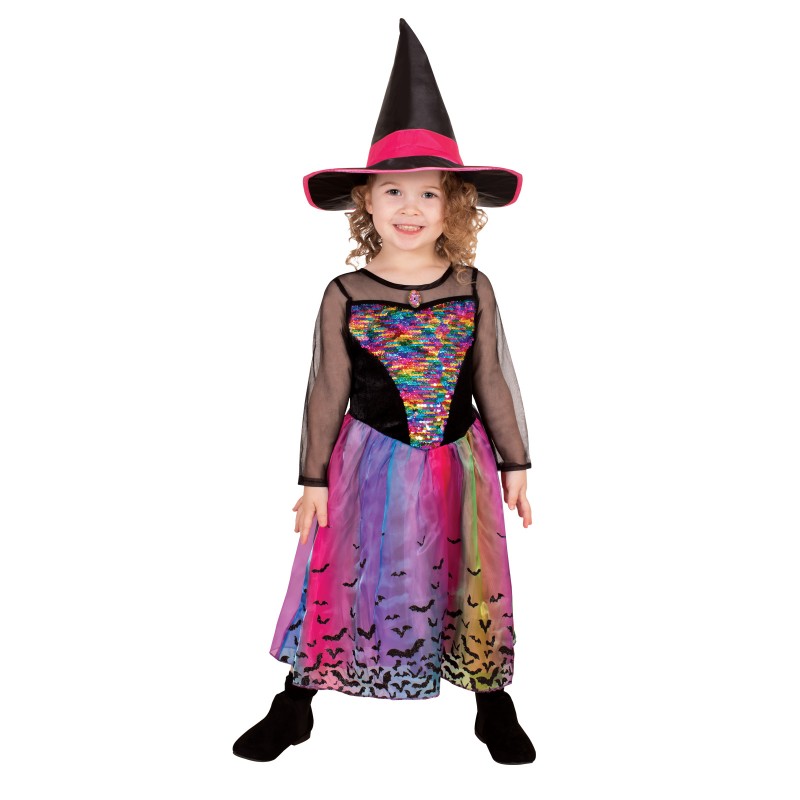 Rainbow Colour Magic Witch Deluxe Child Costume