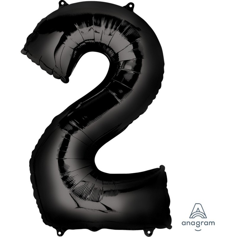 Number 2 Party Decorations - Shaped Balloon SuperShape Black 86cm