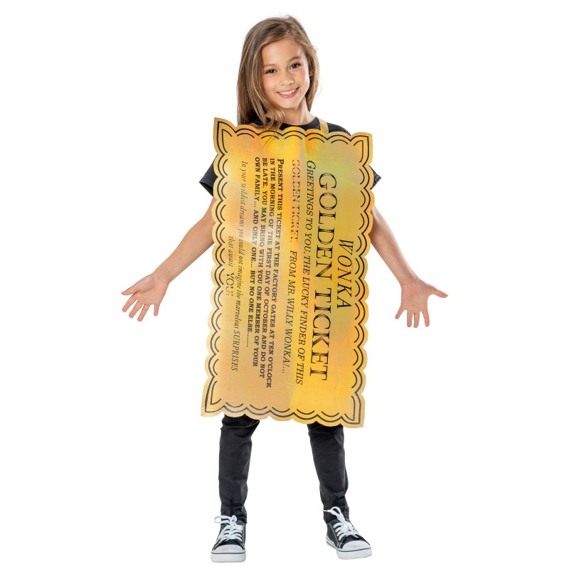 Golden Ticket (Willy Wonka) Tabard - 5-8 Yrs Charlie & The Chocolate Factory