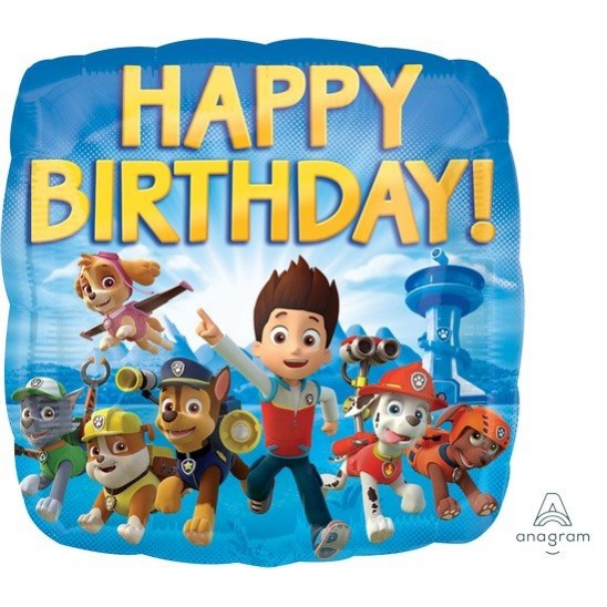 Paw Patrol Happy Birthday! Square Foil Balloon 45cm