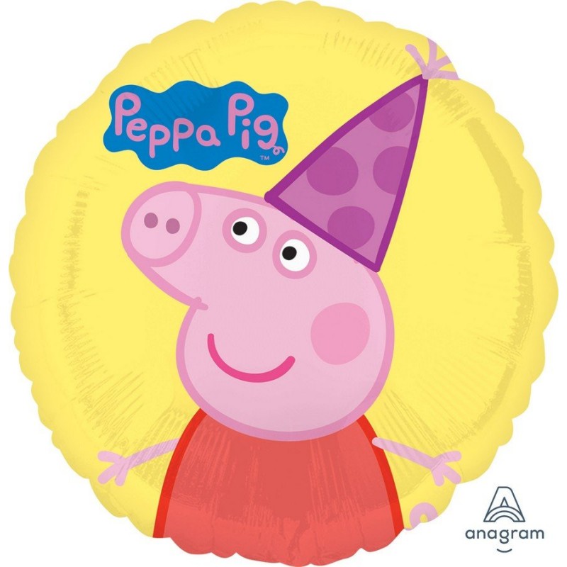 Round Standard HX Peppa Pig & Hat Foil Balloon 45cm - NOT AVAILABLE FOR SALE