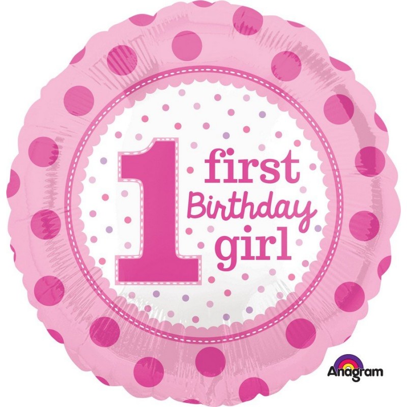 Girl's 1st Birthday Foil Balloons 45cm First Birthday Girl