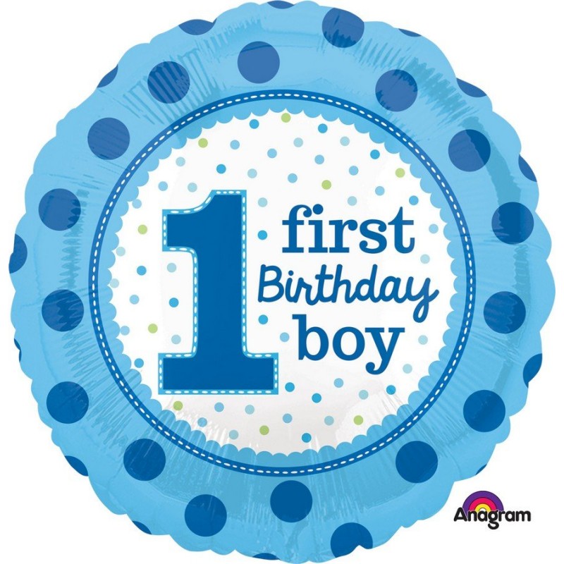 Boy's 1st Birthday Foil Balloons 45cm Dots 1st Birthday Boy