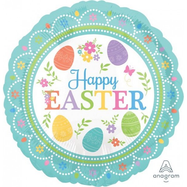 Round Standard HX Lovely Happy EASTER! Foil Balloon 45cm