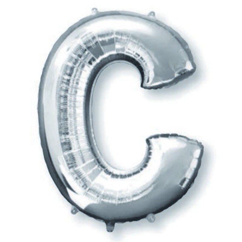 Silver Letter C Shaped Balloon 93cm x 86cm