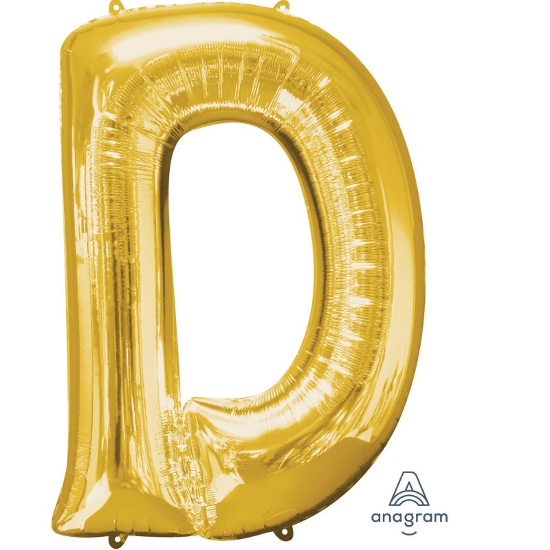 Gold Letter D Shaped Balloon 66cm x 81cm