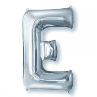 Silver Letter E Shaped Balloon 93cm x 86cm Silver Letter E Shaped Balloon 93cm x 86cm
