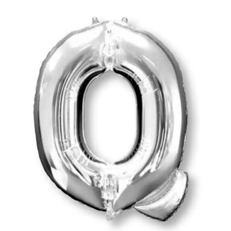 Silver Letter Q Shaped Balloon 63cm x 81cm