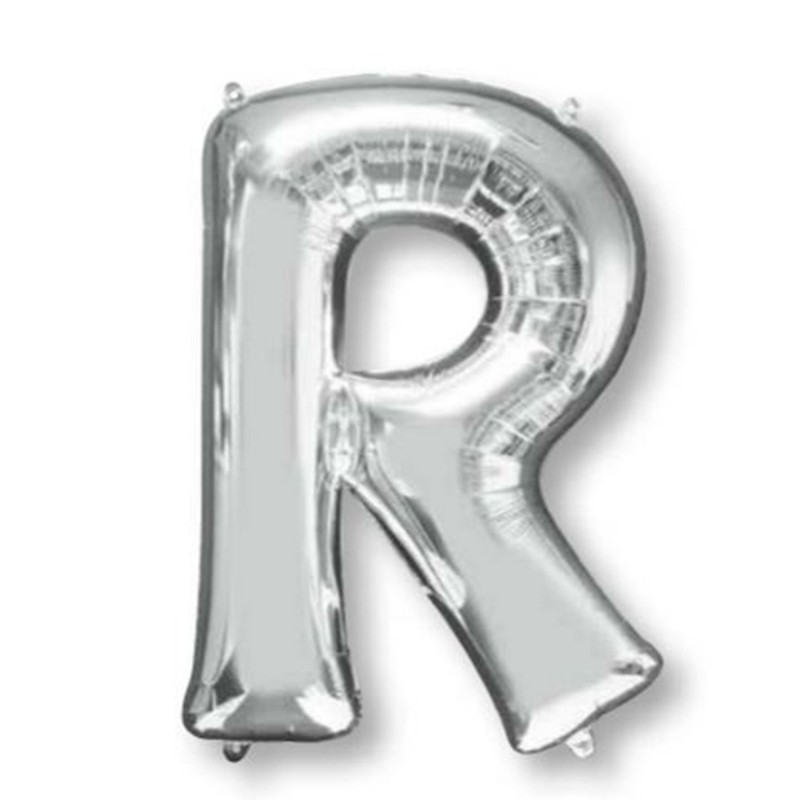 Silver Letter R Shaped Balloon 63cm x 81cm