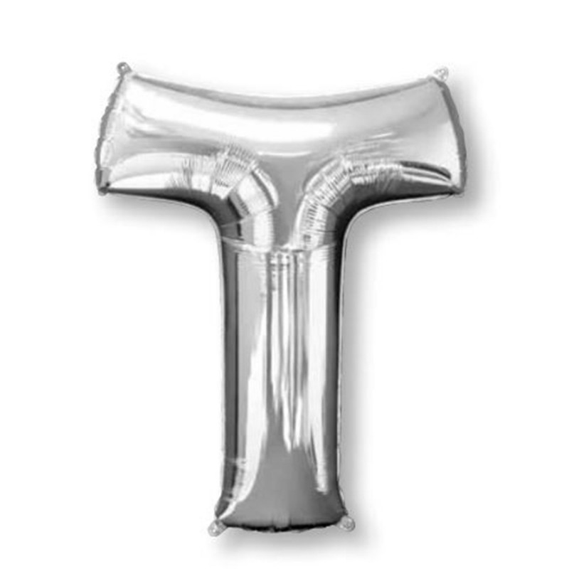 Silver Letter T Shaped Balloon 63cm x 81cm Silver Letter T Shaped Balloon 63cm x 81cm