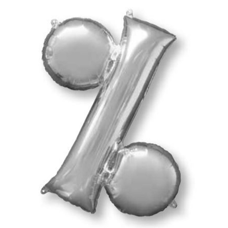 Silver Percentage Symbol Shaped Balloon 76cm x 81cm Silver Percentage Symbol Shaped Balloon 76cm x 81cm