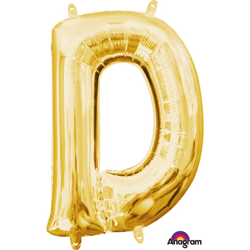 Letter D Megaloon Foil Balloons 40cm Gold