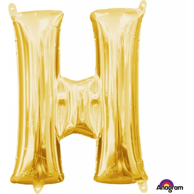 Gold CI: Letter H Shaped Balloon 40cm Gold CI: Letter H Shaped Balloon 40cm