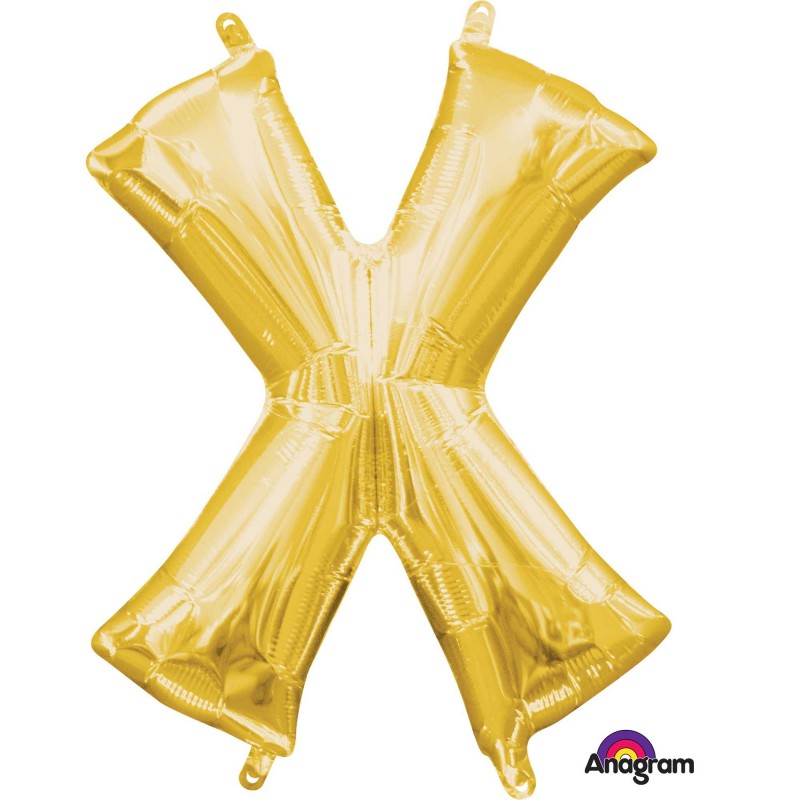 Gold CI: Letter X Shaped Balloon 40cm