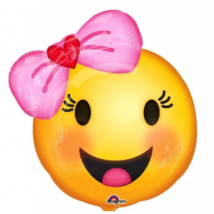 Emoji Junior Shape XL Happy Emoticons with Bow Shaped Balloon 45cm x 45cm