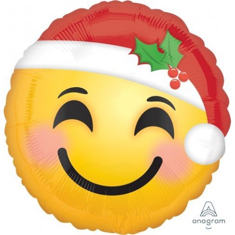 Christmas Party Decorations - Foil Balloon Emoticon with Santa Hat