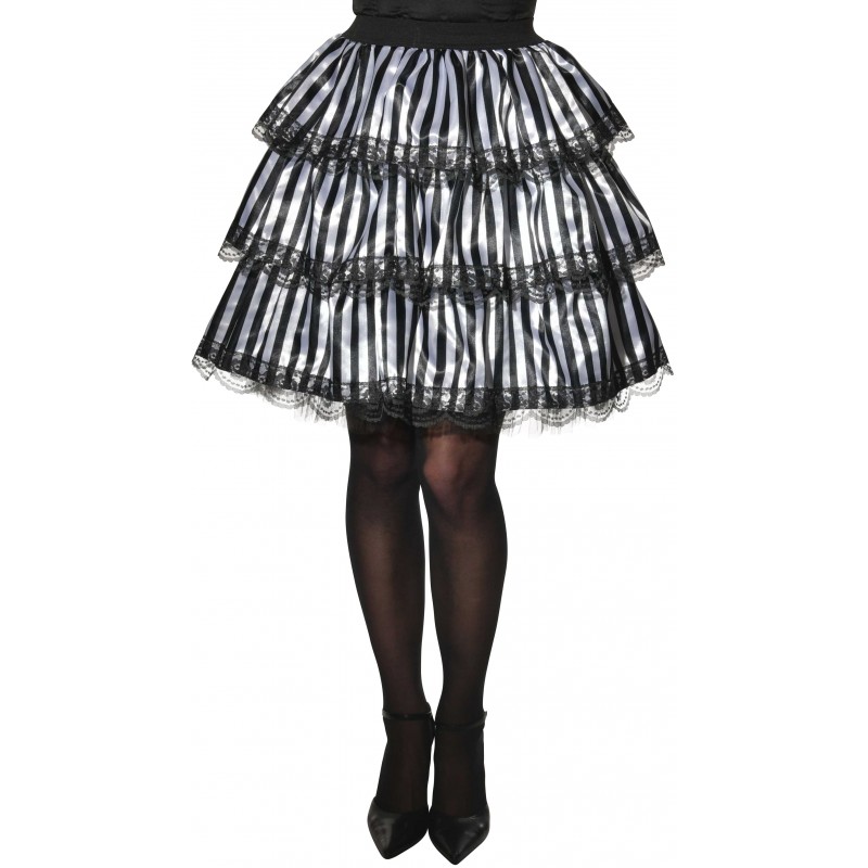 Striped Black & White Ruffle Adult Skirt Witches