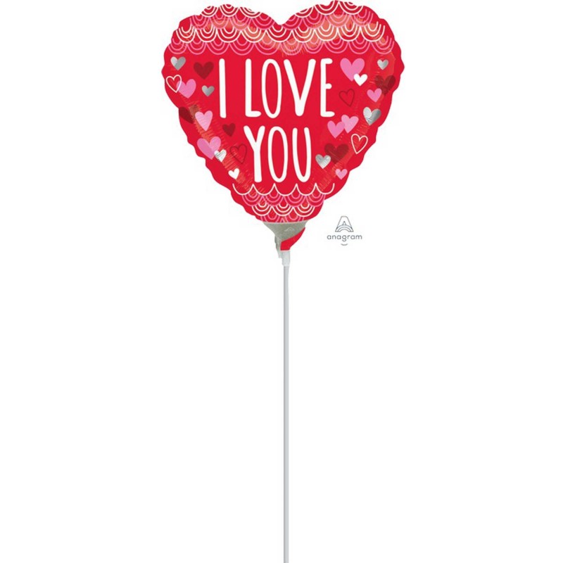 I Love You Sketchy Scallops Heart Shaped Balloon 10cm