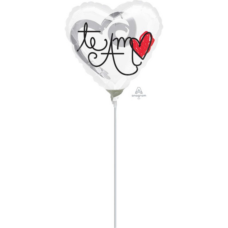 Heart Love Te Amo Shaped Balloon 22cm