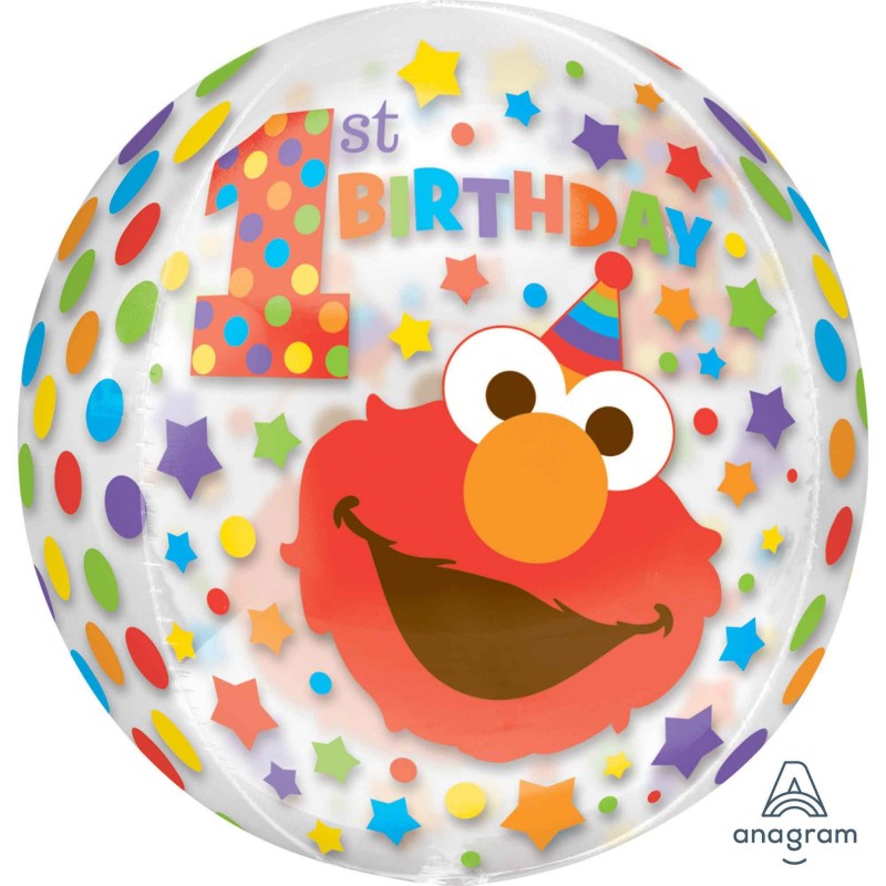 Orbz XL Elmo Turns One Sesame Street 1st Birthday Shaped Balloon 38cm x 40cm