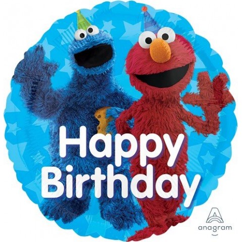 Round Sesame Street Fun Standard HX Happy Birthday Foil Balloon 45cm