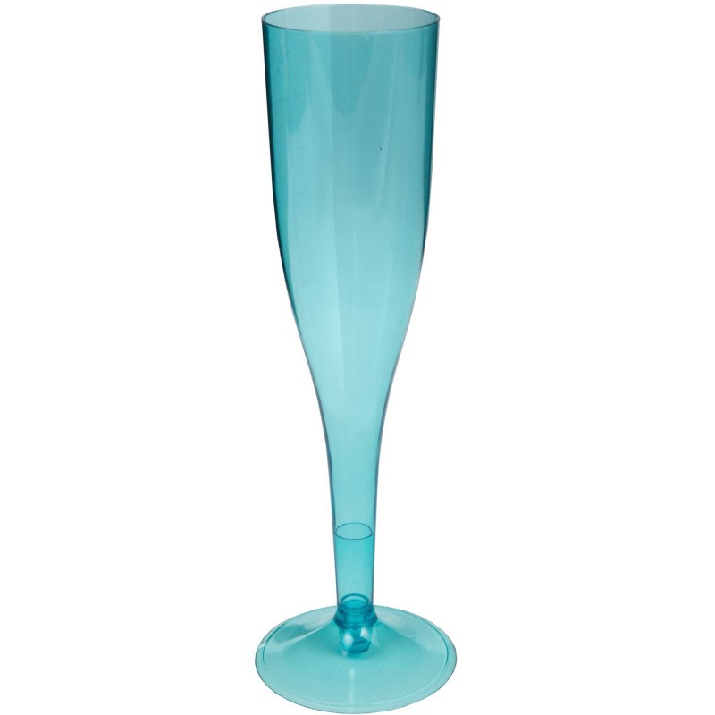 Caribbean Blue Champagne Flute Big Party Plastic Glasses 162ml Pack of 20