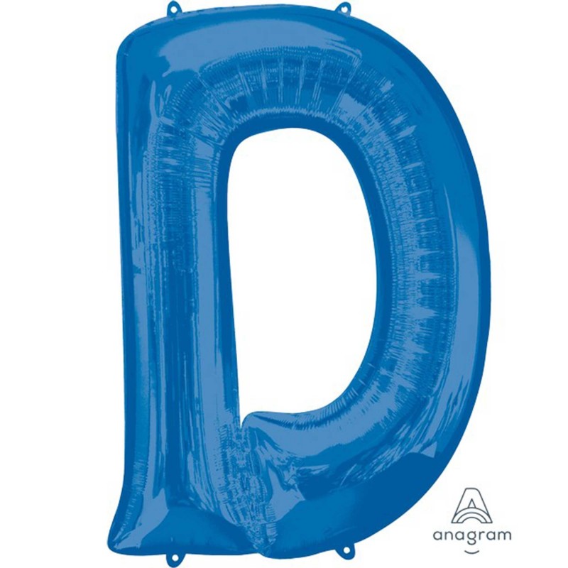 Blue Letter D Shaped Balloon 53cm x 81cm