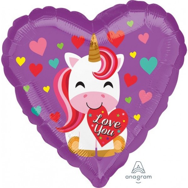 Heart Standard HX Unicorn Love You Shaped Balloon 45cm