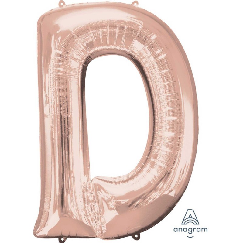 Rose Gold Letter D Shaped Balloon 60cm x 81cm