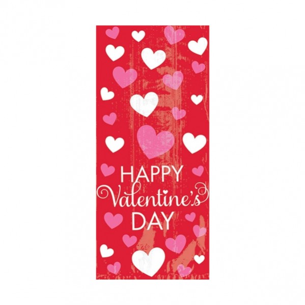 Red Happy Valentine's Day Cello Favour Bags 10cm x 24cm 20 pk - NFS Party