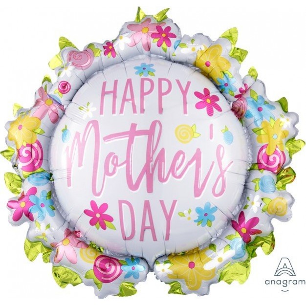 SuperShape Wreath Happy Mother's Day Shaped Balloon 76cm x 71cm